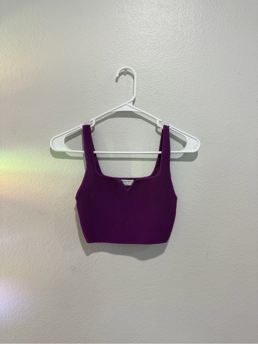 Aritzia Purple Ribbed Cropped Tank